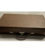 Cassette Brown Carry Case Tape Storage Holds 24 Tapes Briefcase Service ... - $9.60