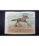 Vtg Rhea Lyons Watercolor Painting Saratoga Race Course Horse Racing Sce... - €128,41 EUR