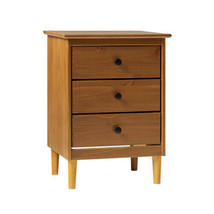 Classic 3-Drawer Solid Wood Nightstand - Caramel - £113.08 GBP