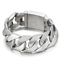 Men&#39;s Bracelet Heavy Stainless Steel Curb Cuban Chain Boys Bangle Man Wrist Brac - £38.18 GBP