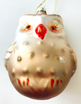 Gold &amp; Red Owl Glass Christmas Ornament with Glitter 4&quot; - £11.40 GBP