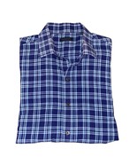 Zachary Prell Navy Blue Plaid Flannel Long Sleeve Button Up Shirt Men’s ... - £22.30 GBP