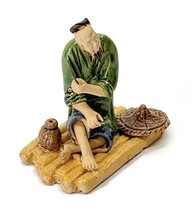 Chinese Miniature Mud Man Mudmen Figurine Sancai Glazed Man Seating Anti... - £23.19 GBP