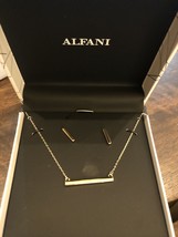 Alfani Box Set Horizontal Bar Gold Plated Necklace With Earrings - $14.85