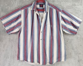 Santana Shirt Mens Extra Large Multicolor Striped 90s Vintage Casual But... - £15.59 GBP