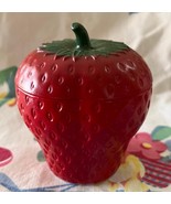 Vintage Hazel Atlas Red Strawberry Milk Glass Jam Jar w Lid 1940&#39;S USA - $16.29 CAD