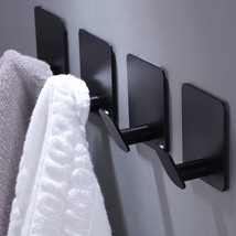 Deliton Adhesive Hooks - 4 Pack Towel/Coat Hooks, Matte Black, Stainless... - £21.50 GBP