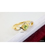 Peridot 4mm round cut stone gold ring, White Gold/Sterling Silver Perido... - £25.35 GBP