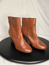 Clarks Stroll Vine Womens Brown Leather Side Zip Heeled Ankle Booties Si... - $32.00