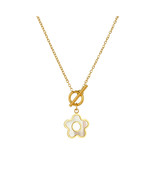 White Shell Flower Necklace Stainless Steel - $36.07 CAD