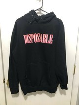 David&#39;s Disposable Black Hoodie With Spellout Unisex Size Large - £15.54 GBP