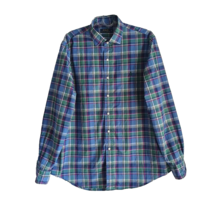 Polo Ralph Lauren Mens Long Sleeve Blue Green Plaid Buton Down Shirt Log... - $32.38