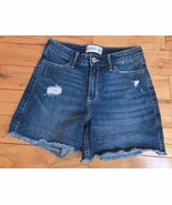 Abercrombie Kids Girls High Rise Dad Denim Short Distressed Dark Wash Sz... - $20.56 CAD