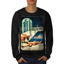 Wellcoda Naked Moon Landing Mens Sweatshirt, Swim Pool Casual Pullover Jumper - £23.70 GBP+