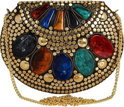 Antique Brass Purse Ethnic Handmade metal Clutch Bag For women party Bridal - £54.51 GBP