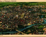 Aerial View Wilmington DE Delaware Linen Postcard A8 - $2.92