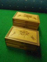 Beautiful Set Of Two Handmade Wood ? Straw ? Decorative Trinket Boxes - £7.82 GBP