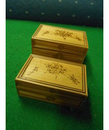 Beautiful Set of Two HANDMADE Wood ? Straw ? Decorative TRINKET BOXES - £7.75 GBP