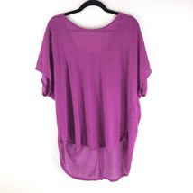 Lane Bryant Womens Knit Top Linen Blend Hi Low Hem Split Back Purple 28 - £10.02 GBP