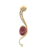 14k Harry Roa Large Modernist Tie Tack Pin w/Diamonds Cabochon Gemstone ... - $2,318.83 CAD