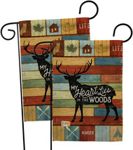My Heart Lies In The Woods Garden Flags Pack Lodge 13 X18.5 Double-Sided... - $28.97