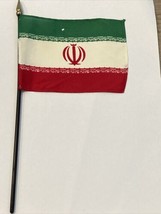 Iran Mini Desk Flag With Small Hole - Black Plastic Stick Gold Top 4” X 6” - £3.59 GBP