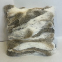 NEW Luxury Rabbit Fur Throw Pillow Cushion Soft 16×16&quot; Single Side Natural Color - $39.59