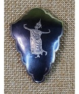 1940s Vintage Siam Sterling Silver Clip Niello Enamel Goddess Thai Dancer - $1,098.47 MXN