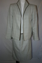 Liz Claiborne Women&#39;s Olive Green White Suit Jacket Skirt Office Busines... - £78.63 GBP