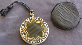 Beautiful Antique Enameled Brass Compact – With Protective Pouch – GORGEOUS - £55.72 GBP