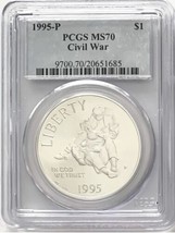 1995 P Civil War Commemorative Silver Dollar PCGS MS70 Classic Blue Label - £142.00 GBP