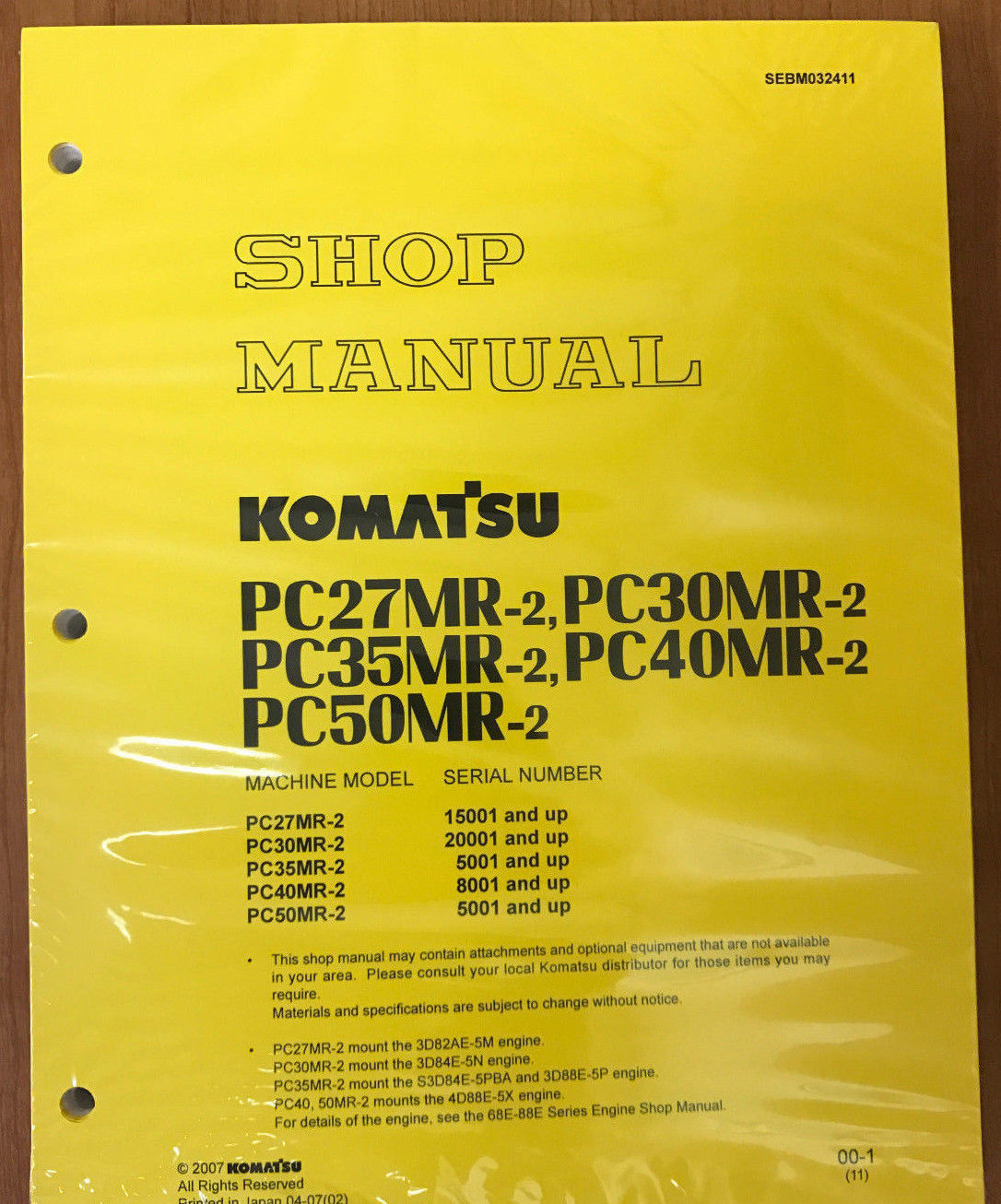 Komatsu PC27MR-2 PC30MR-2 PC35MR-2 Excavator Service Repair Manual #SEBM032405 (621 Pages)