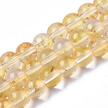 Lot of 5 strands Painted Glass Beads Round gold with gold foil 6mm  GF7 - £8.21 GBP
