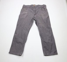Carhartt Mens Size 40x30 Distressed Relaxed Fit Wide Leg Canvas Work Pants Gray - £34.84 GBP