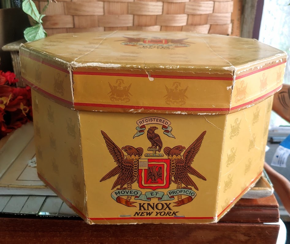 Knox New York Hat Box 1930's with a bonus unmarked vintage hat Hat Boxes