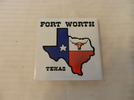 Fort Worth Texas Ceramic Tile or Trivet With State Map, Longhorn Cattle - $30.00