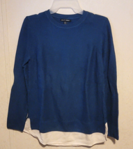 Hilary Radley Womens Crew Neck Long Sleeves 2fer Sweater Pick sz M Blue - £11.34 GBP