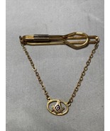 Masonic Tie Bar 10K Gold Chain Signet &amp; Rolled Gold Clip Vintage Masons ... - $67.77 CAD