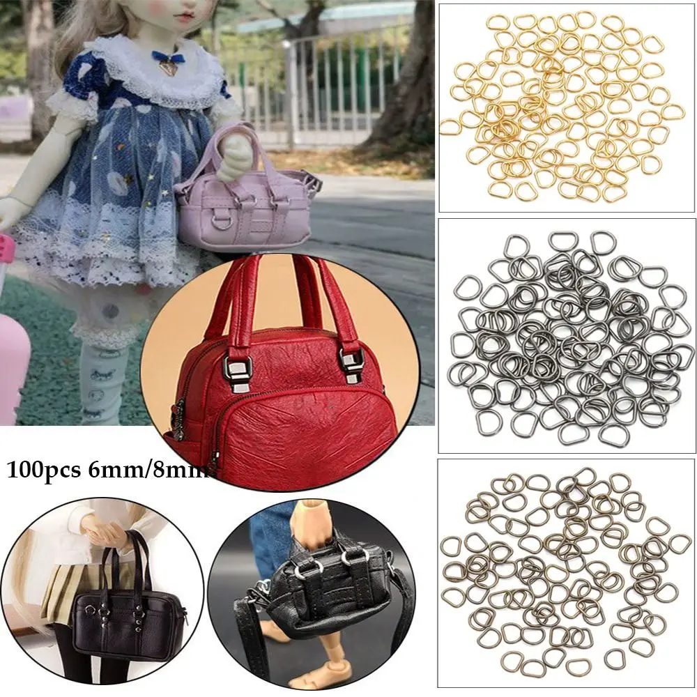 100pcs Newest 4/5/6/8mm Mini Ultra-small D-Buckle Doll Bags Belt   Buckles for - £7.65 GBP+