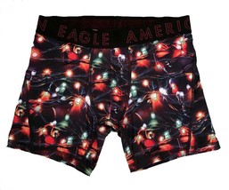 American Eagle Bright Christmas Lights 6&quot; Inseam Black Flex Boxer Briefs Men&#39;s M - £12.70 GBP