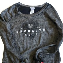 NBA Brooklyn Nets Retro Logo Burnout Sweatshirt Womens Small or Large Grey - £11.54 GBP