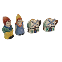 Dutch Boy And Girl Plus Windmill Salt And Pepper Shaker Sets Vintage Ceramic - £11.47 GBP