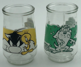 Welch&#39;s Jelly Jar Glasses Looney Toons #6 &amp; # 5 Sylvester &amp; Tweety - Taz... - £11.55 GBP
