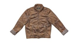 True Grit Mens Jacket Size Small Brown Faux Suede Sherpa Lined Western Coat - £20.91 GBP