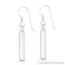 Straight Rectangle Bar Solid 31mm Dangling Hook Earrings in .925 Sterling Silver - £15.78 GBP