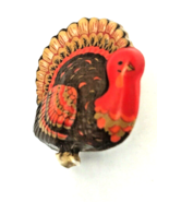 Vintage Thanksgiving Turkey Pin Brooch Hallmark Plastic 1970s  - $13.00