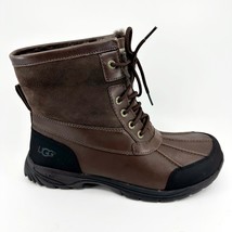 UGG Hilgard Brown Black Mens Leather Sheepskin Waterproof Boots 3017 CLBR - £100.49 GBP