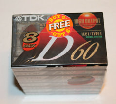 NEW TDK D60 60 Minute recordable High Output Audio Cassettes Tapes 8 Pack TYPE I - £19.51 GBP