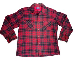 VTG 40s 50s Pendleton Red Plaid Wool Flannel Shirt Loop Collar NOS Workw... - $187.11