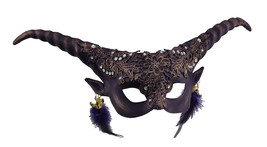 Scratch &amp; Dent Spiral Horned Decorated Half Face Demon Goat Mask - £23.29 GBP